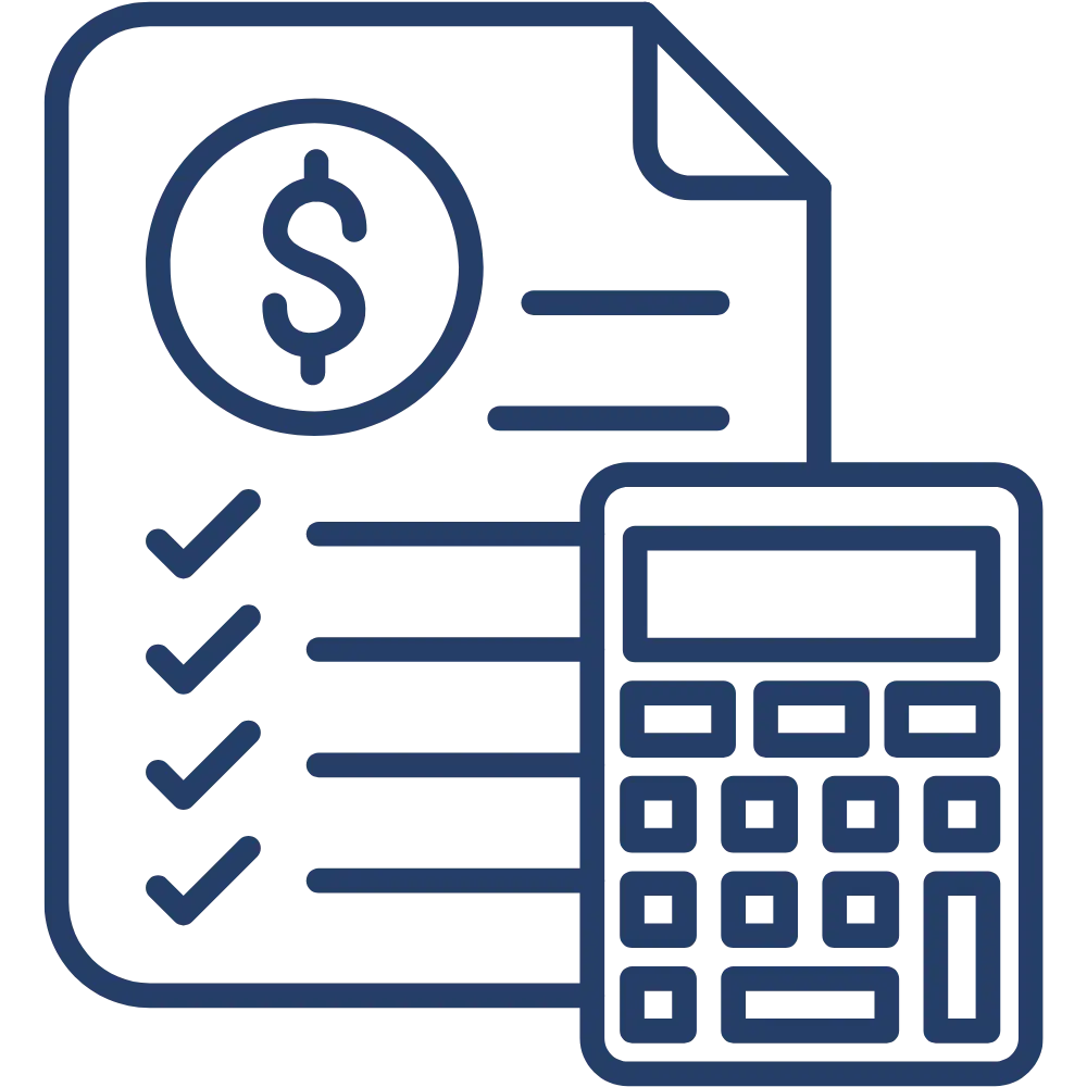 blue calculator and price list icon