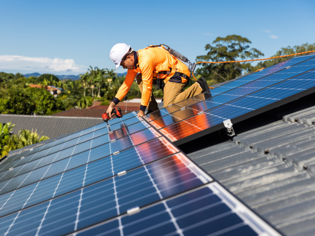 bluSolar contractor installing solar panels on house in Colorado