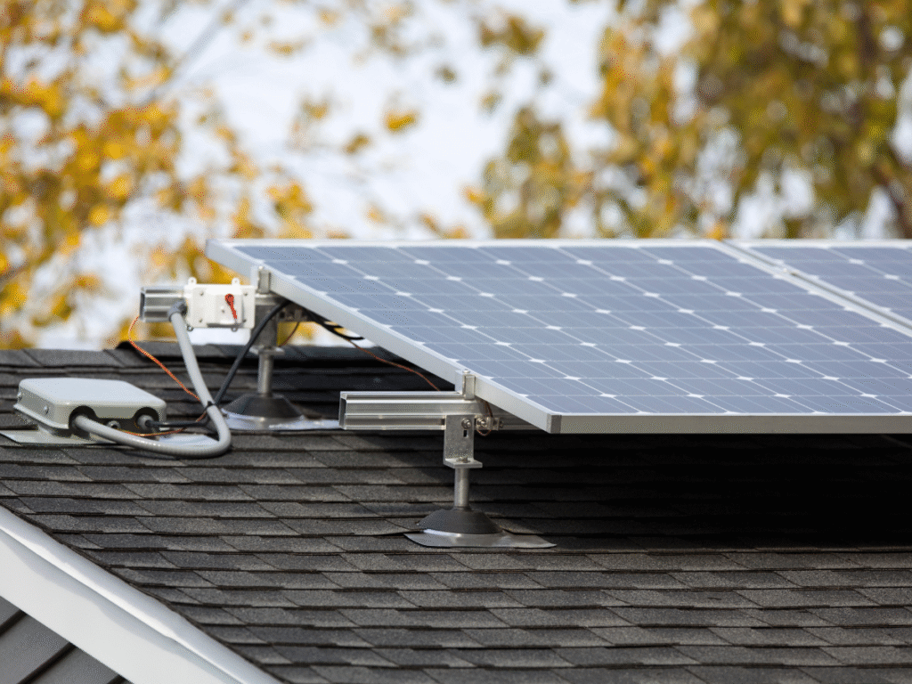 solar panel on roof of house after installation
